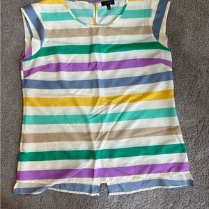 The Limited Green and Purple Ribbed Sleeveless Polo Tank Top